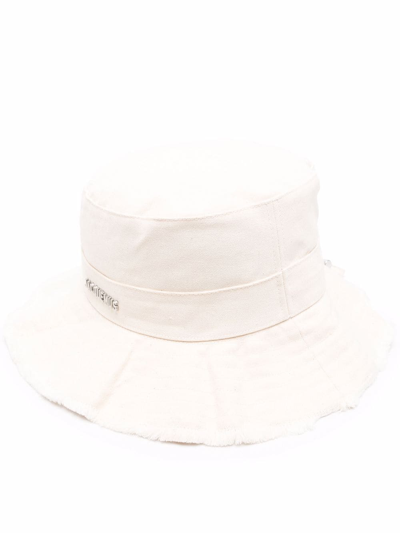 Shop Jacquemus Cotton Bucket Hat In Nude