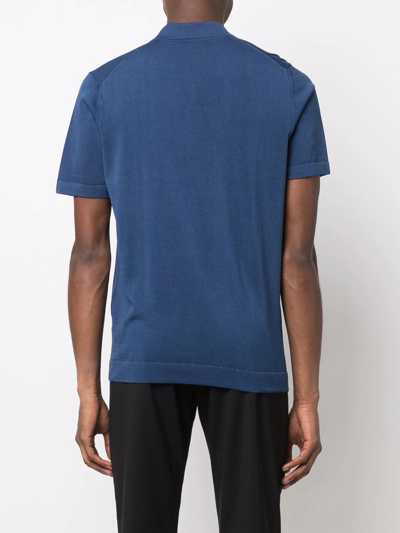 Shop Drumohr Short Sleeve Polo Shirt In Blau