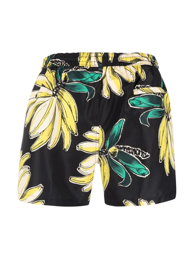 Shop Paul Smith Floral-print Drawstring Swim Shorts In Schwarz
