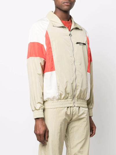 Shop Just Don Colour-block Panelled Windbreaker In Nude