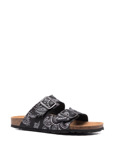 Shop Mc2 Saint Barth Paisley-print Sandals In Schwarz