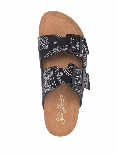 Shop Mc2 Saint Barth Paisley-print Sandals In Schwarz