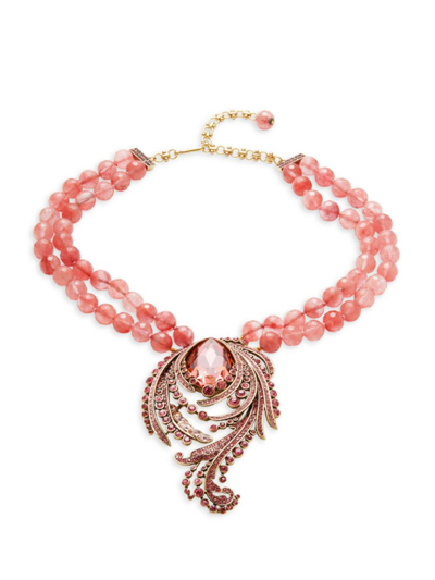 Shop Heidi Daus Women's Yes Sunset Waves Crystal, Glass Bead & Strawberry Quartz Necklace In Neutral