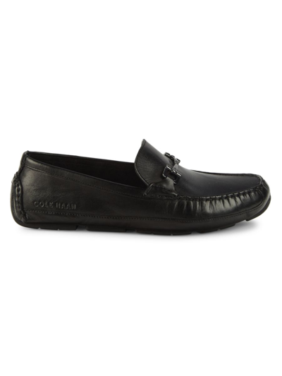 Shop Cole Haan Men's Grand. Os Wyatt Leather Bit Loafers In Black