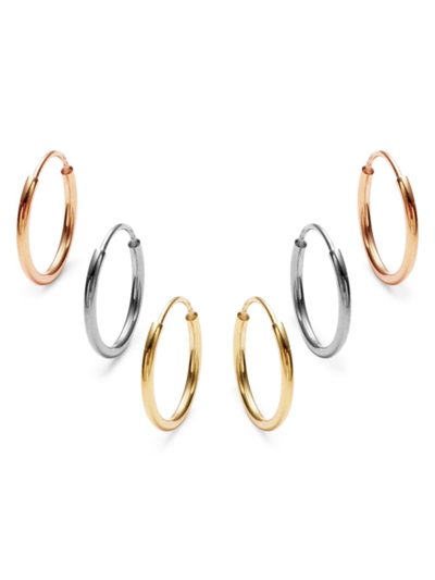 Saks Fifth Avenue Women's Set Of 3 14k Gold Hoop Earrings In Gold