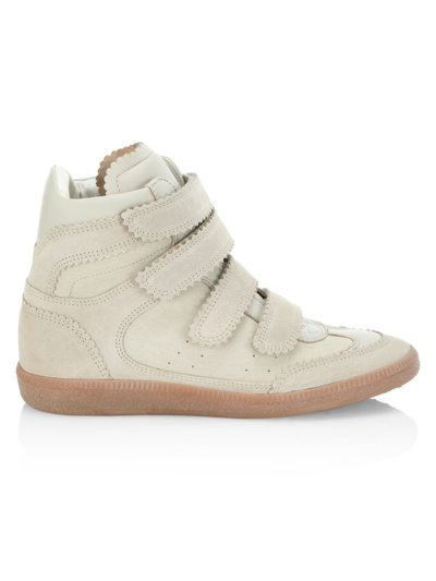 Shop Isabel Marant Women's Bilsy Suede Multi-strap High-top Sneakers In White