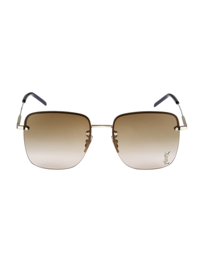 Shop Saint Laurent Women's 58mm Square Sunglasses In Silver