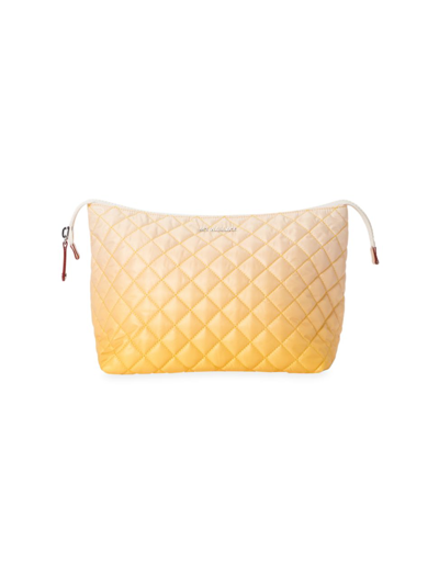 Shop Mz Wallace Large Zoey Gradient Quilted Nylon Pouch In Sunflower