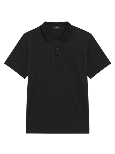 Shop Theory Men's Bron Cotton Polo Shirt In Black