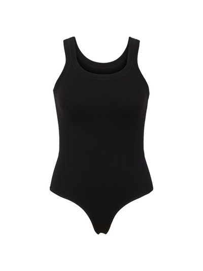 Shop Spanx Women's Seamless Rib-knit Tank Bodysuit In Black