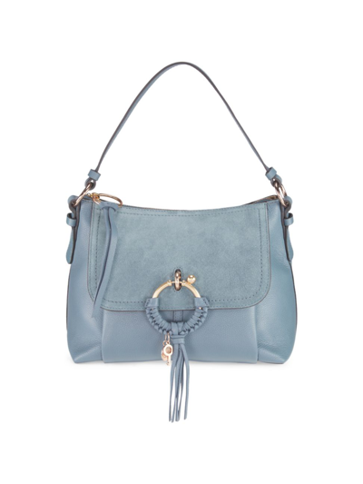 Shop See By Chloé Small Joan Suede & Leather Hobo Bag In Stormy Sky