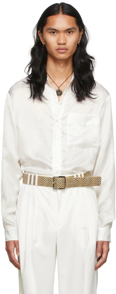 Shop Lu'u Dan White Damask Serpent Shirt In White Jacquard