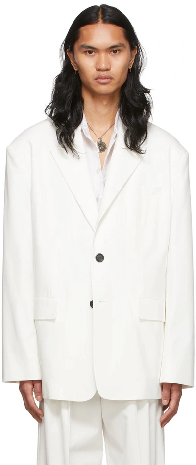 Shop Lu'u Dan Off-white Oversized Blazer