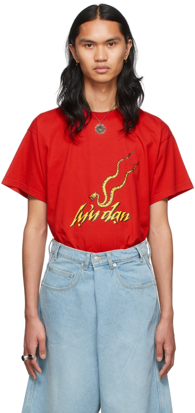 Shop Lu'u Dan Ssense Exclusive Red Serpent T-shirt In Red Plus Print B