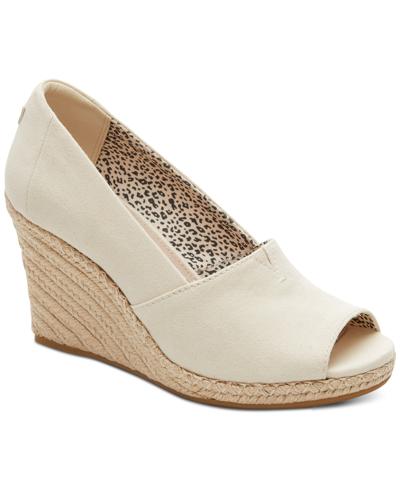 Shop Toms Women's Michelle Recycled Peep-toe Espadrille Wedges Women's Shoes In Natural Canvas