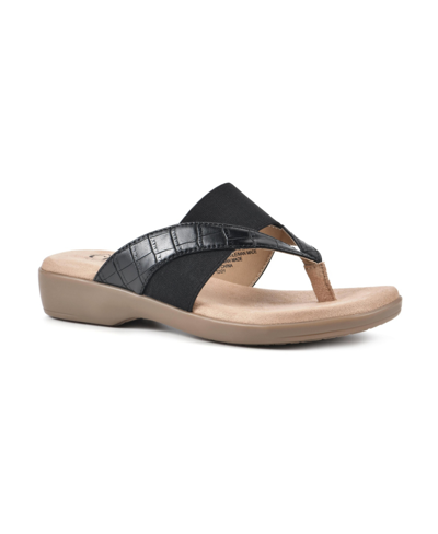 Shop Cliffs By White Mountain Women's Bumble Thong Sandal In Black Croco Smooth