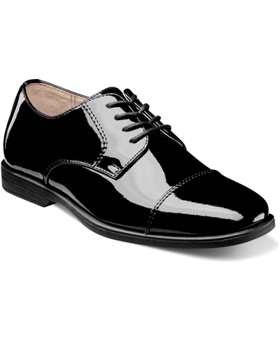 Shop Florsheim Big Boys Reveal Cap Toe Jr. Oxford Shoes In Black Patent