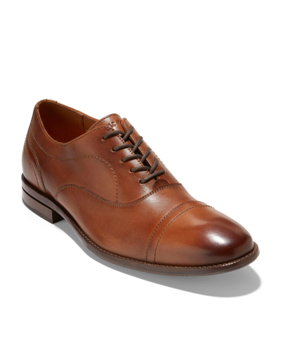 Shop Cole Haan Men's Sawyer Leather Captoe Oxford Shoes In British Tan