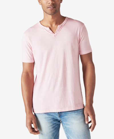 Shop Lucky Brand Men's Venice Burnout Notch Neck Shirt In Sea Pink