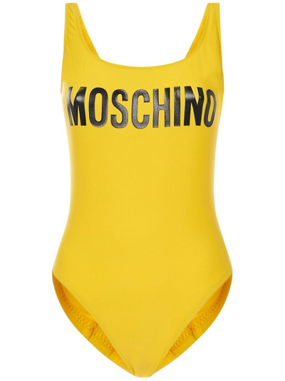 Shop Moschino Logo Printed One In Yellow
