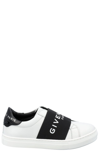 Shop Givenchy Kid Logo Tape Round Toe Sneakers In White