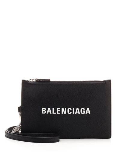 Shop Balenciaga Cash Strapped Cardholder In Black