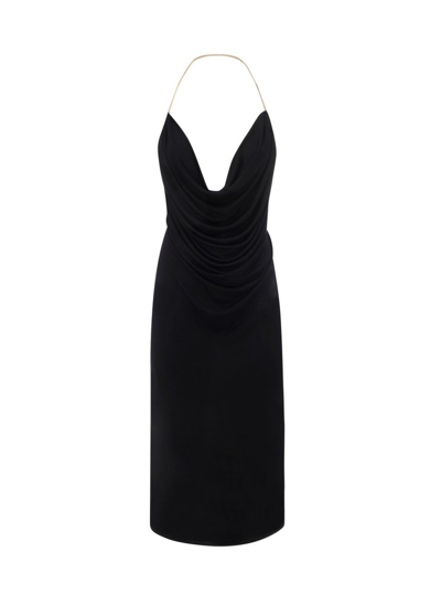 Shop Loewe Chain Draped Sleeveless Dress In Black