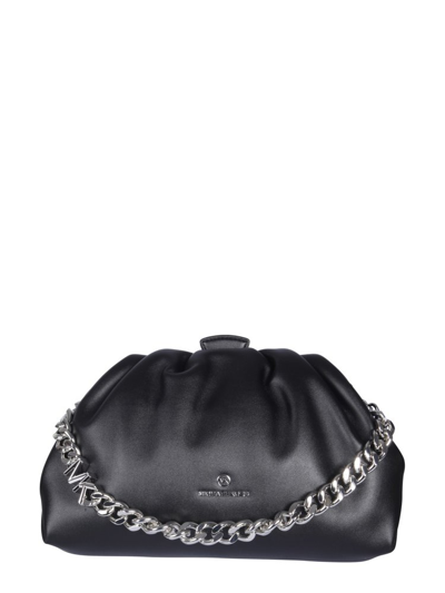 Shop Michael Michael Kors Nola Logo Plaque Chain Clutch Bag In Black