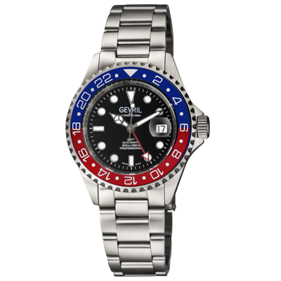 Shop Gevril Wall Street Automatic Black Dial Pepsi Bezel Mens Watch 4952a In Red   / Black / Blue