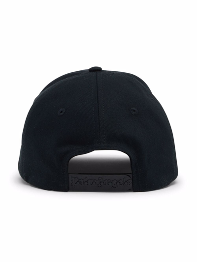 Shop Palm Angels Logo-print Cotton Cap In Black