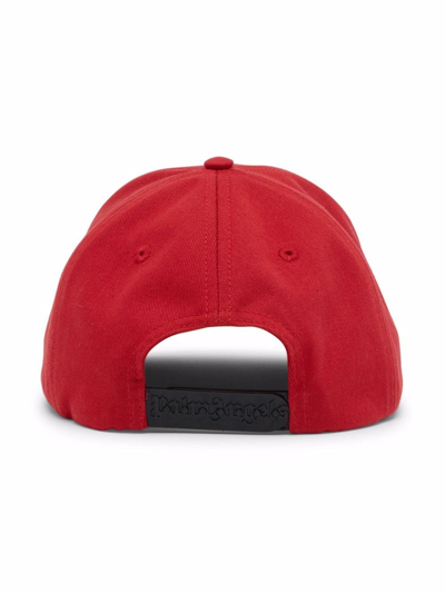 Shop Palm Angels Logo-print Cotton Cap In Red