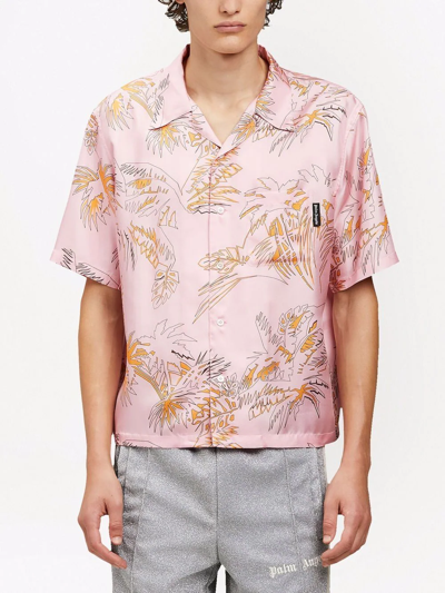 Shop Palm Angels Abstrac Palms-print Shirt In Pink