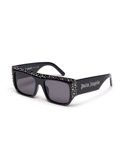 Shop Palm Angels Casablanca Studded Square-frame Sunglasses In Grey