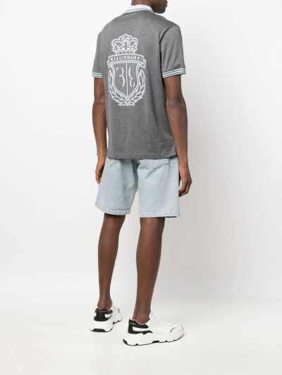 Shop Billionaire Logo-jacquard Polo Shirt In Grey