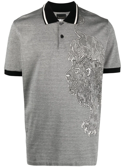 Shop Billionaire Lion-print Polo Shirt In Black
