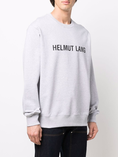 Shop Helmut Lang Logo Crew-neck Sweatshirt In Grey