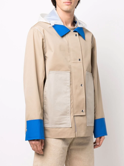 Shop Helmut Lang Colour-block Single-breasted Jacket In Neutrals