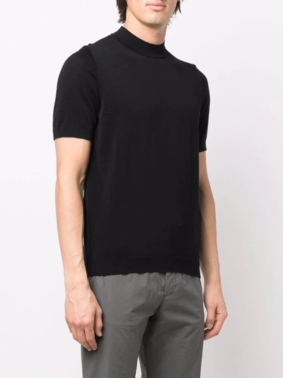 Shop Drumohr Fine Knit Mock-neck T-shirt In Schwarz