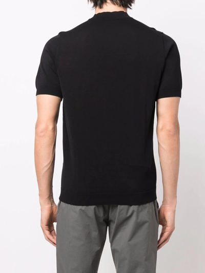 Shop Drumohr Fine Knit Mock-neck T-shirt In Schwarz