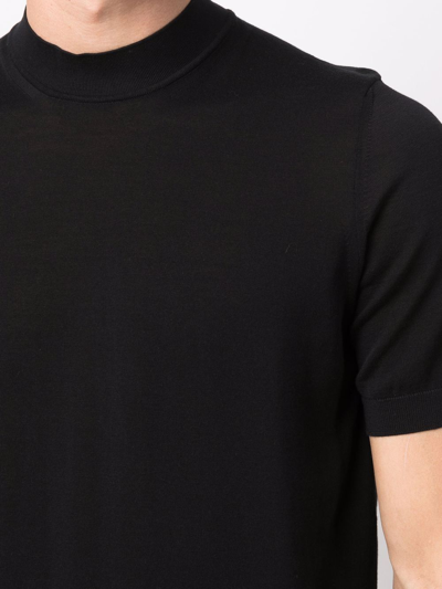 Shop Drumohr Fine Knit Mock-neck T-shirt In Schwarz