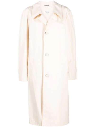 Shop Maison Margiela Single-breasted Midi Coat In Nude