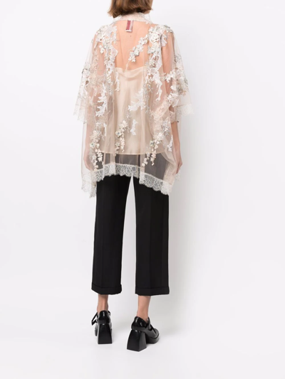 Shop Antonio Marras Lace-detail V-neck Top In Nude