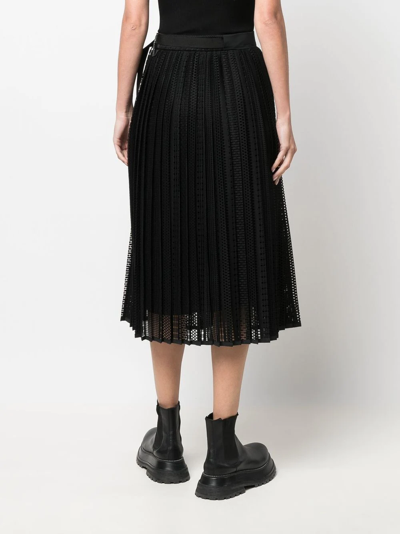 Shop Moncler Pleated Midi Skirt In Schwarz