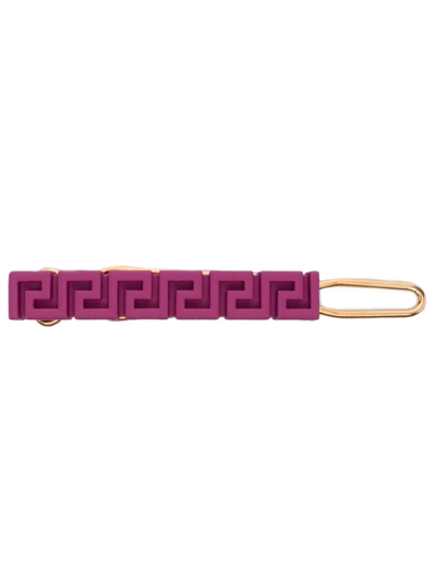 Shop Versace Logo Hair Pin In Violett