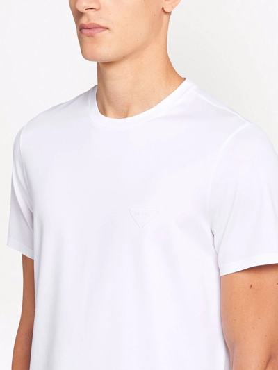 Shop Prada Logo-embroidered Crew-neck T-shirt In Weiss