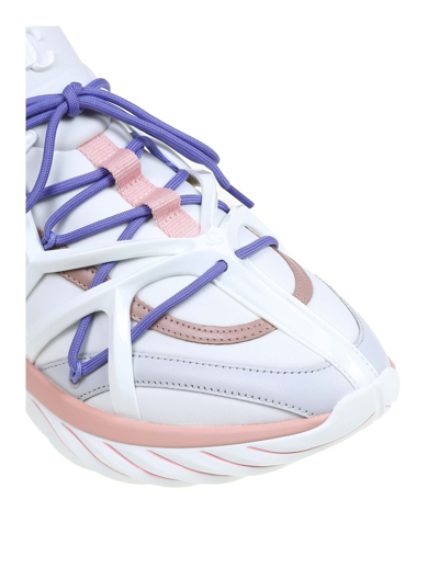 Shop Jimmy Choo Cosmos Sneakers In Leather And Neoprene In White/pink