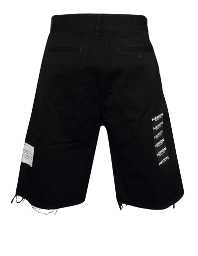 Shop Heron Preston Chino Raw Edge Shorts In Cotton Denim In Black