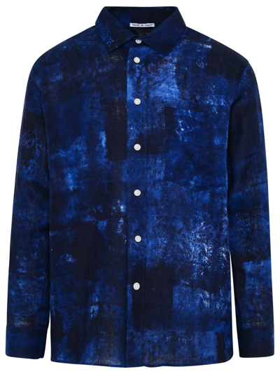 Shop Destin Blue Linen Lin Man Shirt