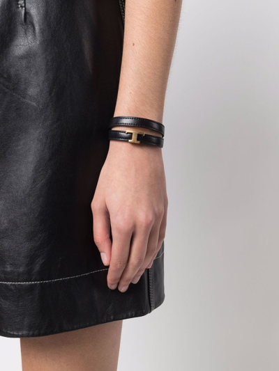 Shop Tod's Logo Bracelet Accessories In Black