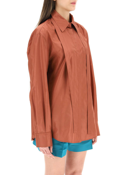 Shop Valentino Washed Taffeta Shirt In Brown